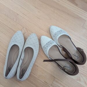 Seychelles Pair of Cream Lace Pointed Flats and Slingbacks -10